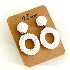 J. Crew nwt White Beaded Circle Earrings